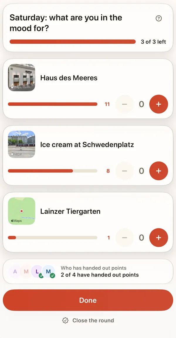 Weekend Pilot app: “Our weekend” — the family spreads points across Haus des Meeres, ice cream at Schwedenplatz and Lainzer Tiergarten